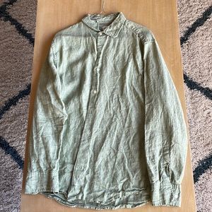 Banana Republic Green Long Sleeve Linen Button Down - Size M